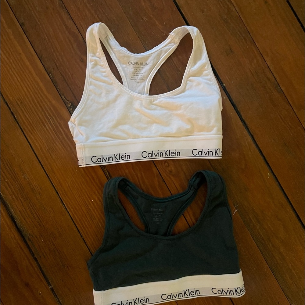 Calvin Klein sports bras size xs white and hunter green